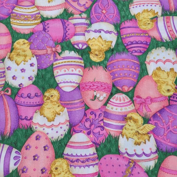 Easter Egg & Chick Cotton Tablecloth Square 44 x 44 - Picture 2 of 4